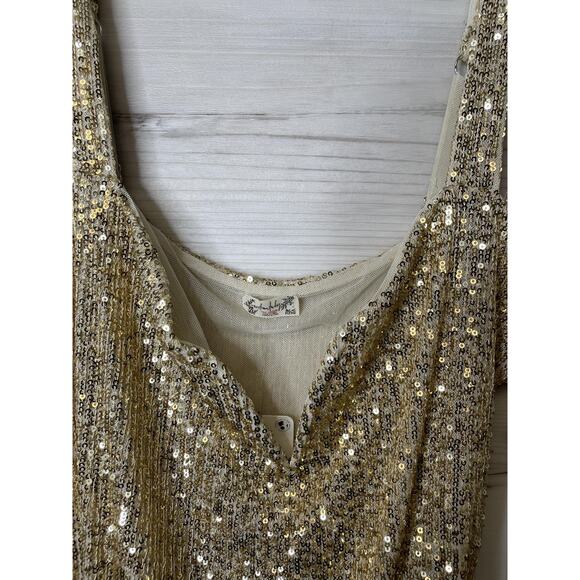 Free People Gold Sequin Bodysuit - Picture 2 of 10
